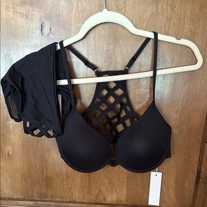 Elizabeth Jane Black Strappy Women's Bikini Set